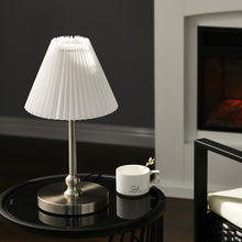Load image into Gallery viewer, 40W Vintage Style Antique Silver Table Lamp with Pleated Cream Shade Complete
