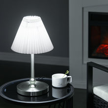 Load image into Gallery viewer, 40W Vintage Style Antique Silver Table Lamp with Pleated Cream Shade Complete