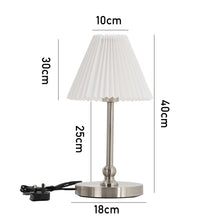 Load image into Gallery viewer, 40W Vintage Style Antique Silver Table Lamp with Pleated Cream Shade Complete