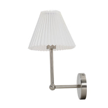 Load image into Gallery viewer, Modern Wall Lamp Brushed Steel w/ White Pleated Fabric Lampshade
