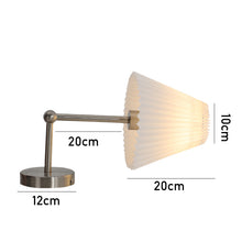 Load image into Gallery viewer, Modern Wall Lamp Brushed Steel w/ White Pleated Fabric Lampshade