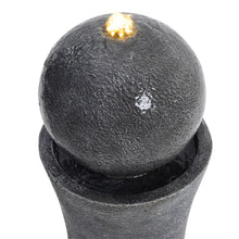Load image into Gallery viewer, Dark Grey Sphere Electric Fountain Water Feature with LED Light