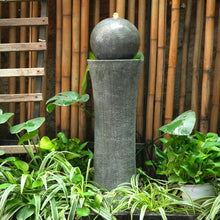 Load image into Gallery viewer, Dark Grey Sphere Electric Fountain Water Feature with LED Light