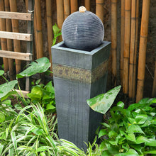 Load image into Gallery viewer, Navy Sphere Electric Fountain Water Feature with LED Light