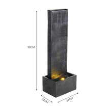 Load image into Gallery viewer, H98cm Rectangle Waterfall Stone Look Water Fountain LED Light Black