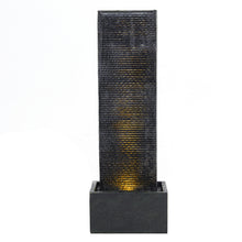 Load image into Gallery viewer, H98cm Rectangle Waterfall Stone Look Water Fountain LED Light Black