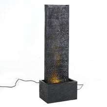 Load image into Gallery viewer, H98cm Rectangle Waterfall Stone Look Water Fountain LED Light Black