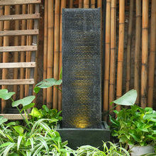 Load image into Gallery viewer, H98cm Rectangle Waterfall Stone Look Water Fountain LED Light Black