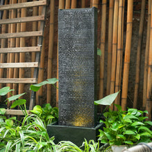 Load image into Gallery viewer, H98cm Rectangle Waterfall Stone Look Water Fountain LED Light Black