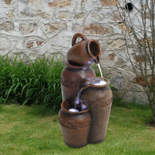Load image into Gallery viewer, 3-Tier Jar Cascading Electric Water Feature LED Light