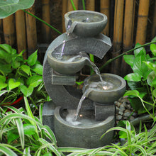 Load image into Gallery viewer, 4-Tier Grey Bowl Cascading Electric Water Feature LED Light