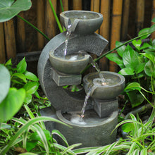 Load image into Gallery viewer, 4-Tier Grey Bowl Cascading Electric Water Feature LED Light