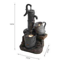 Load image into Gallery viewer, Silver Pump & Barrel Electric Water Feature Fountain LED Light