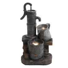 Load image into Gallery viewer, Silver Pump & Barrel Electric Water Feature Fountain LED Light