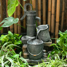 Load image into Gallery viewer, Silver Pump & Barrel Electric Water Feature Fountain LED Light
