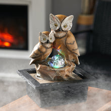 Load image into Gallery viewer, Owl Electric Resin Water Feature Fountain LED Ball