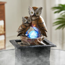 Load image into Gallery viewer, Owl Electric Resin Water Feature Fountain LED Ball
