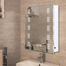Load image into Gallery viewer, LED Illuminated Bathroom Sensor Mirror Cabinet Demist Shaver Socket