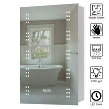 Load image into Gallery viewer, LED Illuminated Bathroom Sensor Mirror Cabinet Demist Shaver Socket