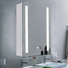 Load image into Gallery viewer, Anti-fog Wall Mounted Mirror Cabinet, Touch Control Switch with CE Driver,LED Illuminated Bathroom Mirror with Shaver Socket