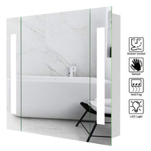 Load image into Gallery viewer, Anti-fog Wall Mounted Mirror Cabinet, Touch Control Switch with CE Driver,LED Illuminated Bathroom Mirror with Shaver Socket