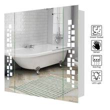 Load image into Gallery viewer, Anti-fog Wall Mounted Mirror Cabinet, Touch Control Switch with CE Driver,LED Illuminated Bathroom Mirror with Shaver Socket