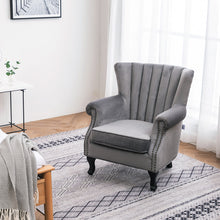 Load image into Gallery viewer, Velvet Pleated Wingback Armchair