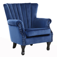 Load image into Gallery viewer, Velvet Pleated Wingback Armchair