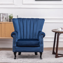 Load image into Gallery viewer, Velvet Pleated Wingback Armchair