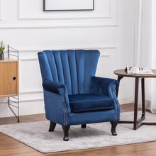 Load image into Gallery viewer, Velvet Pleated Wingback Armchair