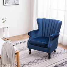 Load image into Gallery viewer, Velvet Pleated Wingback Armchair