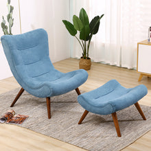 Load image into Gallery viewer, Modern Buttoned Linen Fabric Accent Chair with Footstool