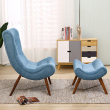 Load image into Gallery viewer, Modern Buttoned Linen Fabric Accent Chair with Footstool