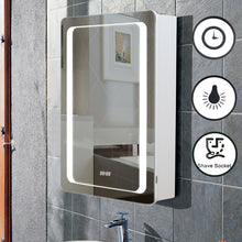 Load image into Gallery viewer, Anti-fog LED Clock Wall Mounted Mirror Cabinet, Touch Control Switch with CE Driver,LED Illuminated Bathroom Mirror with Shaver Socket