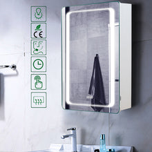 Load image into Gallery viewer, Anti-fog LED Clock Wall Mounted Mirror Cabinet, Touch Control Switch with CE Driver,LED Illuminated Bathroom Mirror with Shaver Socket