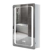 Load image into Gallery viewer, Anti-fog LED Clock Wall Mounted Mirror Cabinet, Touch Control Switch with CE Driver,LED Illuminated Bathroom Mirror with Shaver Socket