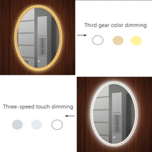 Load image into Gallery viewer, Oval LED Illuminated Bathroom Mirror with 3 Step Dimming LED Touch Control