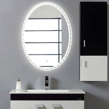 Load image into Gallery viewer, Oval LED Illuminated Bathroom Mirror with 3 Step Dimming LED Touch Control