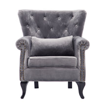 Load image into Gallery viewer, Velvet Chesterfield Rolled Chair With Cushion