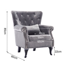 Load image into Gallery viewer, Velvet Chesterfield Rolled Chair With Cushion