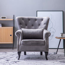 Load image into Gallery viewer, Velvet Chesterfield Rolled Chair With Cushion