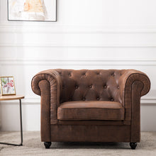 Load image into Gallery viewer, Brown Distressed Leather Chesterfield Chair Armchair