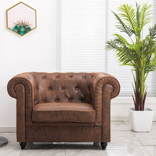 Load image into Gallery viewer, Brown Distressed Leather Chesterfield Chair Armchair