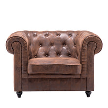 Load image into Gallery viewer, Brown Distressed Leather Chesterfield Chair Armchair