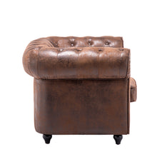 Load image into Gallery viewer, Brown Distressed Leather Chesterfield Chair Armchair