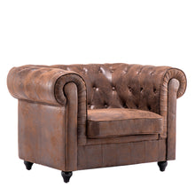 Load image into Gallery viewer, Brown Distressed Leather Chesterfield Chair Armchair
