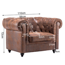 Load image into Gallery viewer, Brown Distressed Leather Chesterfield Chair Armchair