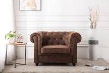 Load image into Gallery viewer, Brown Distressed Leather Chesterfield Chair Armchair
