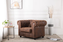 Load image into Gallery viewer, Brown Distressed Leather Chesterfield Chair Armchair