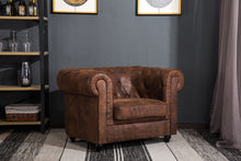 Load image into Gallery viewer, Brown Distressed Leather Chesterfield Chair Armchair